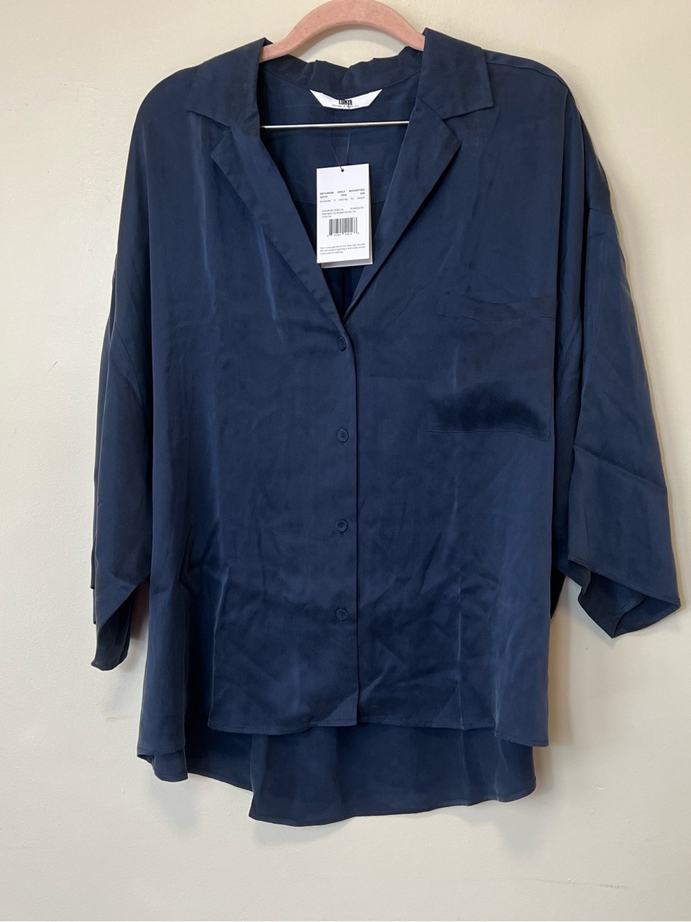 Lunya Navy Button-Down Shirt and Shorts Set. Size XL. NWT. Gender Neutral